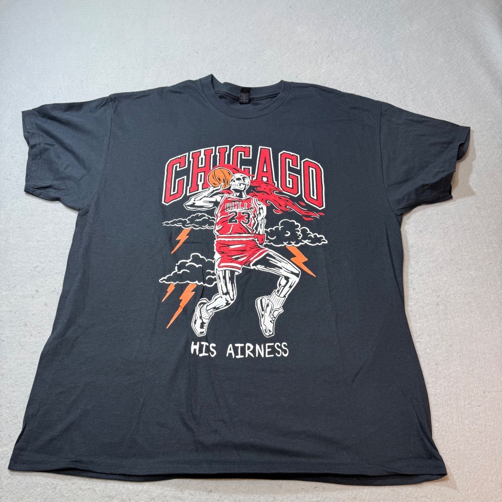 Black Michael Jordan Chicago Bulls Skeleton Graphic T Shirt Mens XL His Airness
